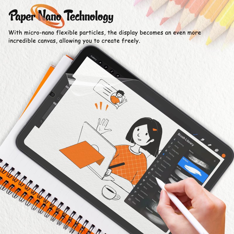 KCT 2 Pack Paperfeel Screen Protector Compatible with iPad Mini 7 (A17 Pro) & iPad Mini 7th/6th (8.3 inch), Anti-Glare & Matte Film for Drawing/Writing, Compatible with Apple Pencil - Image 5