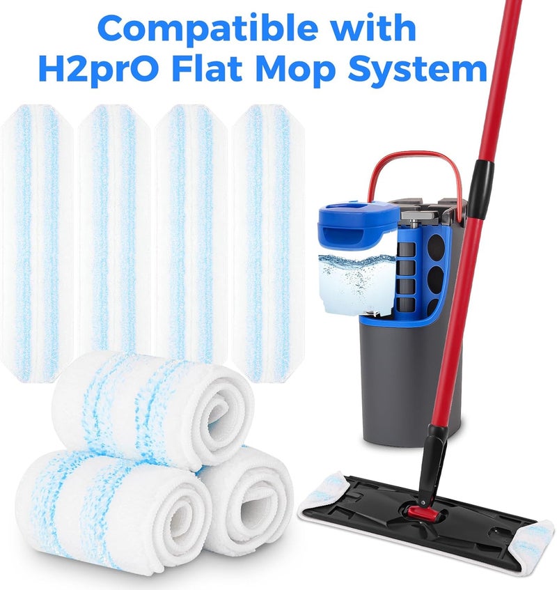 wlich Mop Refills Compatible with O-Cedar H2prO Flat Mop System, 4 Pack Microfiber Mop Replacement Pads | Machine Washable & Reusable | 16 Inch | Designed for Hardwood Tile Laminate Floors - Image 2