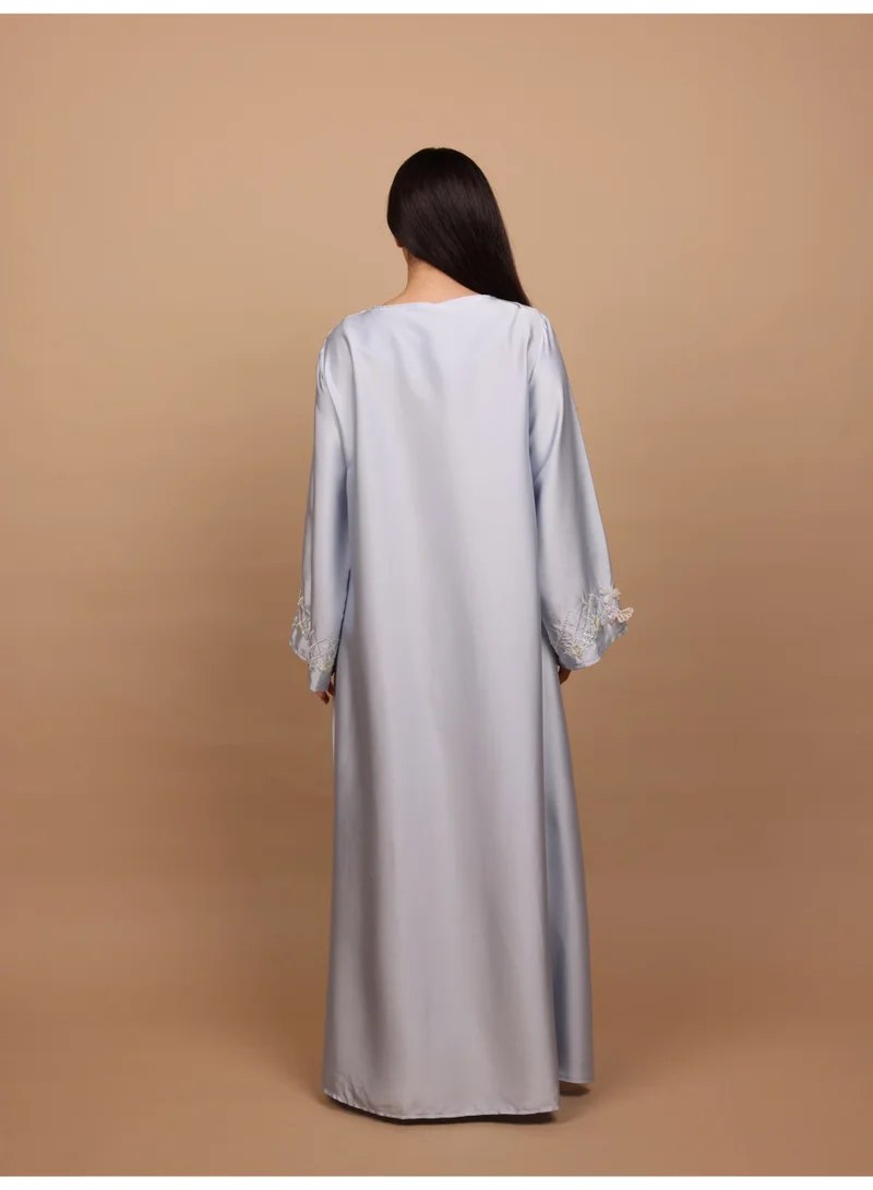Ikkxa  IKKXA Silk Blossom Embroidered Jalabiya IK1116 Blue for Women | Best Price UAE