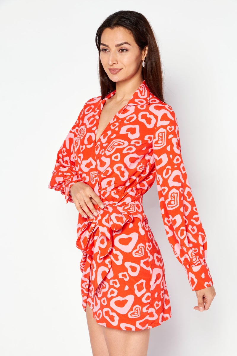 Never fully Dressed Women All Over Printed Casual Mini Dress, Pink - Image 2