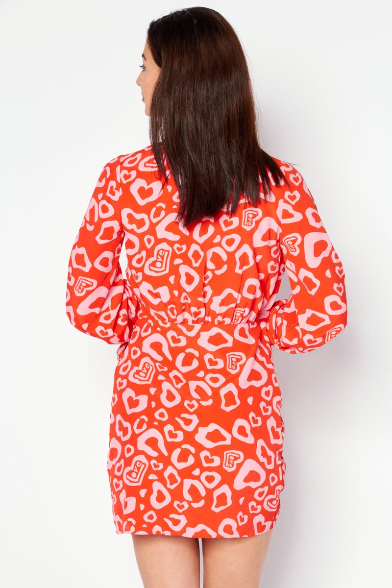 Never fully Dressed Women All Over Printed Casual Mini Dress, Pink - Image 4