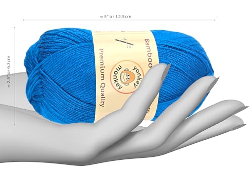 Yonkey Monkey 10-Pack of Yonkey Monkey 500 Grams Yarn - 70% Rayon derived from Bamboo, 30% Cotton - Imported - Blue 9056 - Image 2