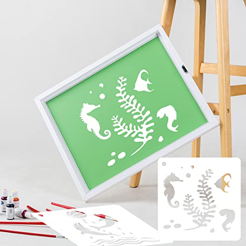 eageus 64 Pieces Stencils for Painting, Small Reusable Sea Life Mermaid Stencil, Art Craft Template for Painting on Wood, Wall, Fabric, Rock, Chalkboard, Sign, DIY Art Scrapbook Projects(Ocean) - Image 4