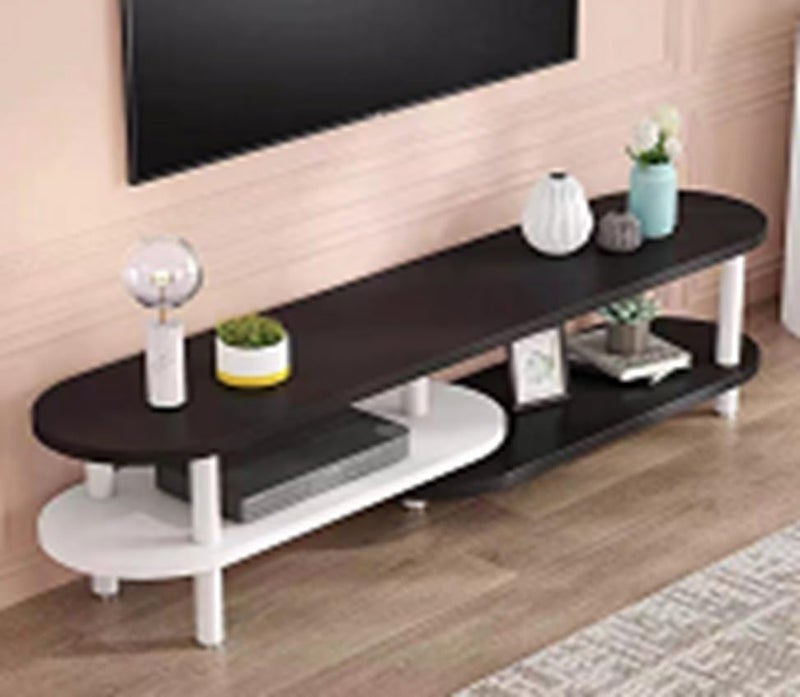 Harmony Home طاولة كونسول تخزين مزدوجة الطبقات من هارموني هوم، خزانة تلفاز بسيطة وعصرية، طاولة كونسول جدارية متعددة الوظائف - Image 2