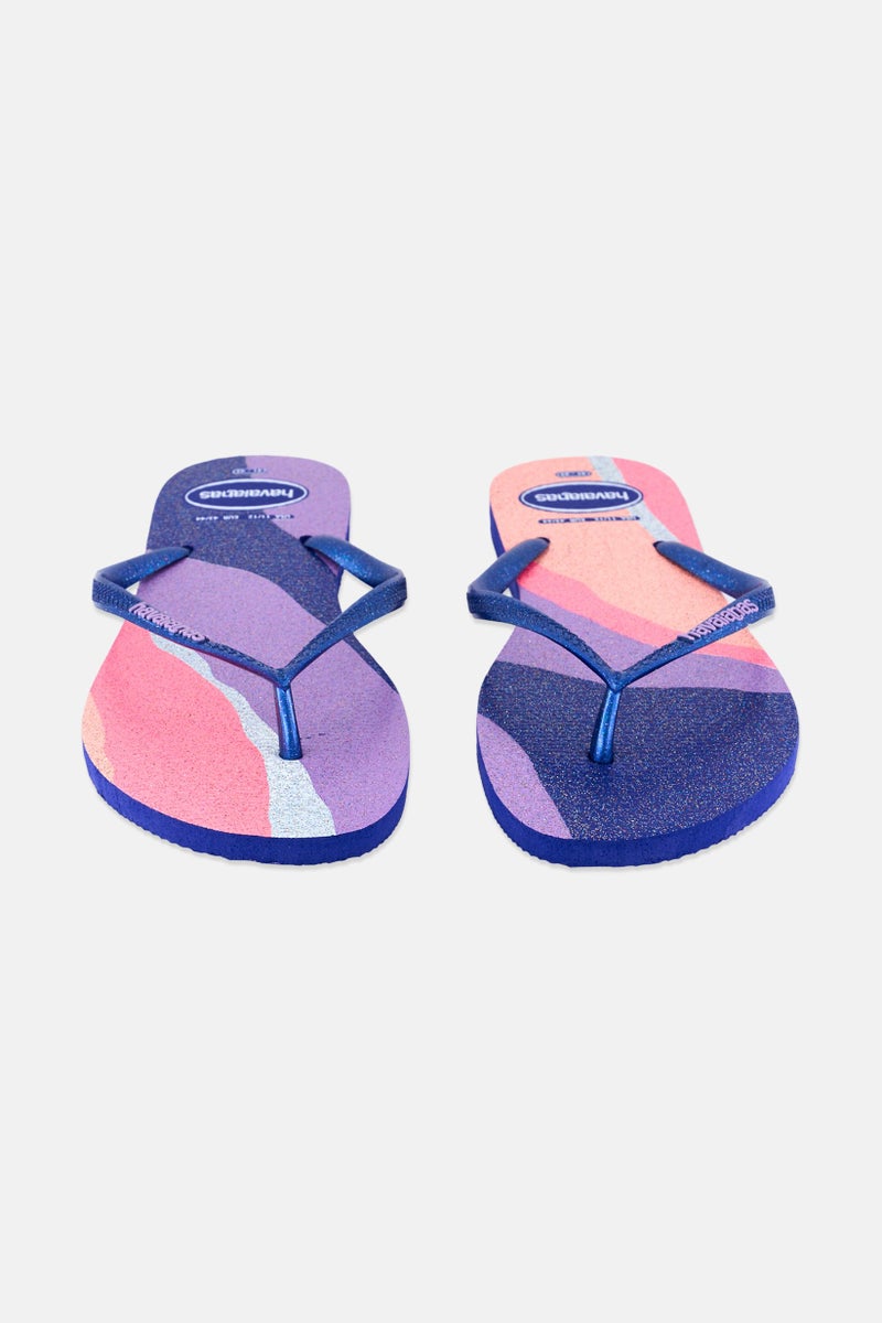 havaianas Women Style 2 Palette Glittery Slip On Flip Flops, Blue - Image 4