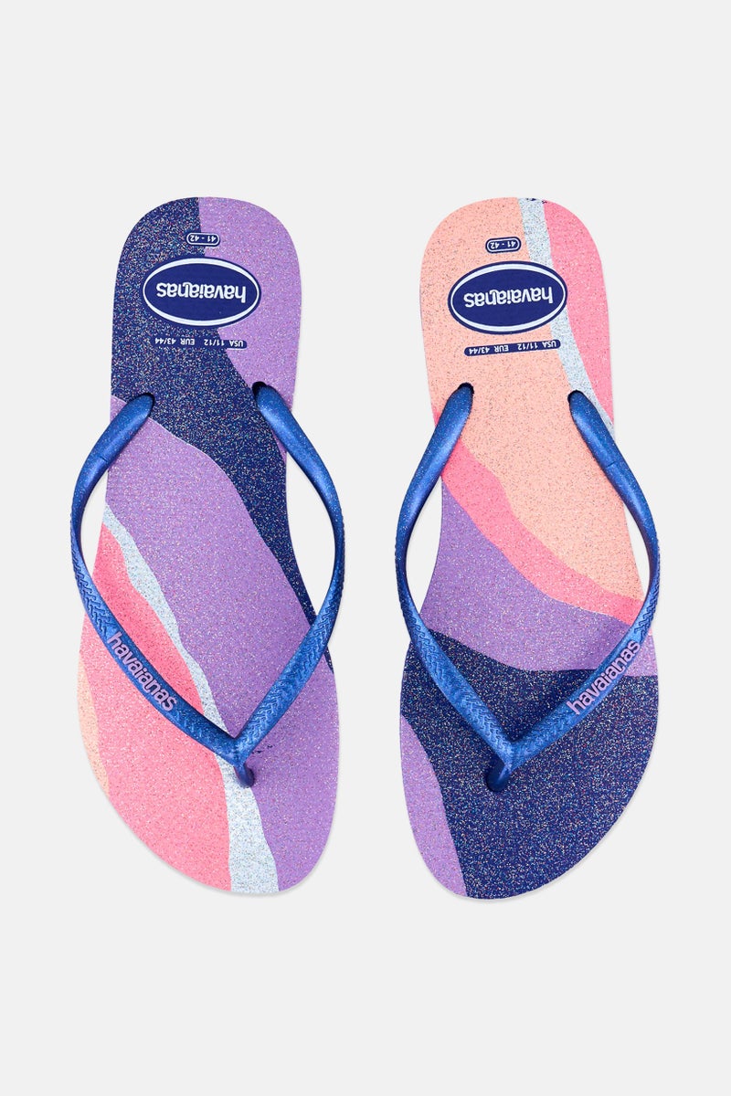 havaianas Women Style 2 Palette Glittery Slip On Flip Flops, Blue - Image 2