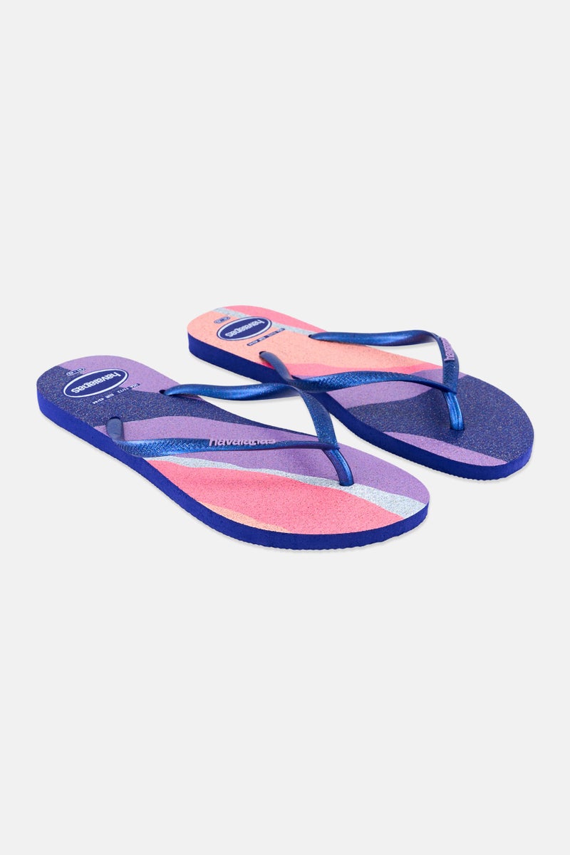 havaianas Women Style 2 Palette Glittery Slip On Flip Flops, Blue - Image 1