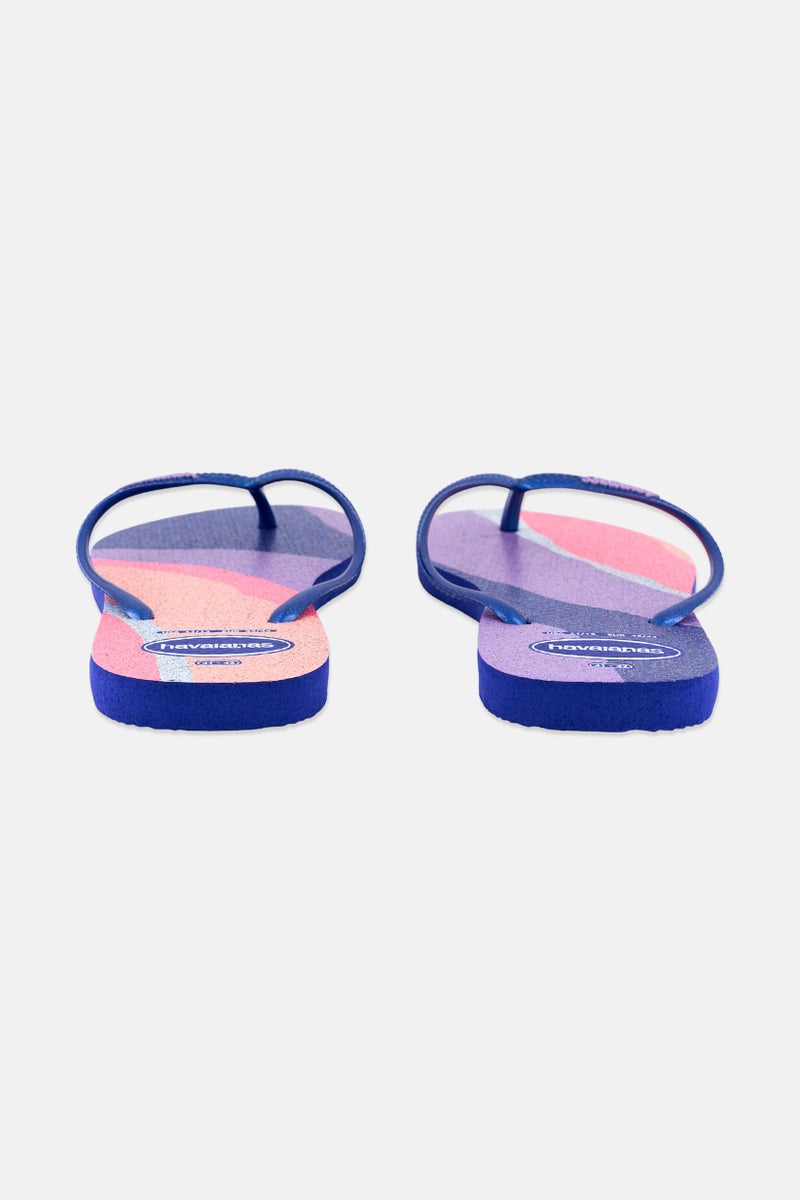 havaianas Women Style 2 Palette Glittery Slip On Flip Flops, Blue - Image 3