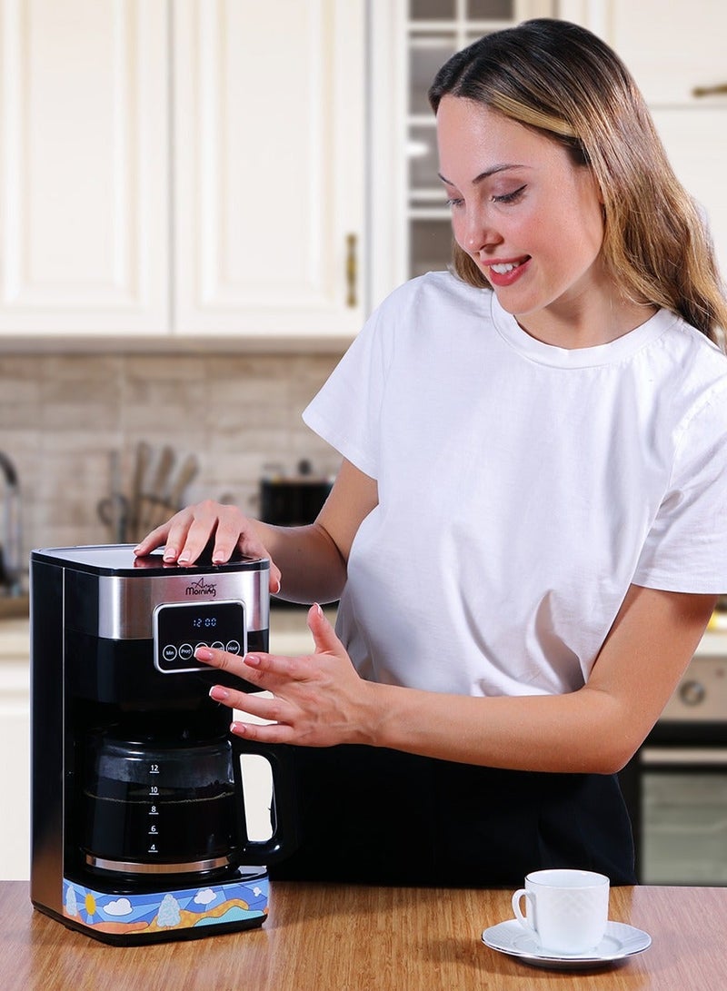 آني مورننغ صانعة قهوة بالتقطير، 10 أكواب سعة 1.5 لتر، آلة قهوة بواجهة لمس قابلة للبرمجة، تشغيل/إيقاف تلقائي، وظيفة منع التقطير، التحكم في قوة التخمير، صفيحة تسخين، 900 واط - SH21615S - Image 1