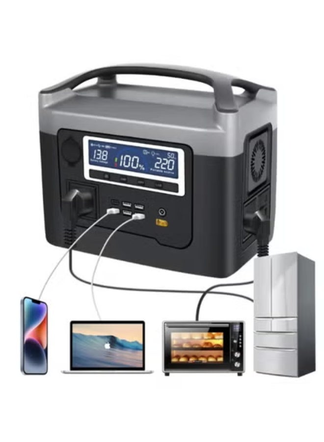 كروني محطة طاقة محمولة BS800+ بقدرة 800 واط وسعة 528 واط/ساعة - شحن سريع خلال 7-8 ساعات، منافذ متعددة (منفذ تيار متردد 220 فولت/USB-C/5 منافذ USB-A/3 منافذ تيار مستمر/منفذ ولاعة سجائر)، مصباح LED وشاشة LCD، حماية أمان رباعية، مناسبة للتخييم في الهواء الطلق، والسفر بالمركبات الترفيهية، وانقطاع التيار الكهربائي المنزلي في حالات الطوارئ، والتصوير الجوي باستخدام الطائرات بدون طيار، وتزويد الأجهزة الصغيرة بالطاقة - Image 1