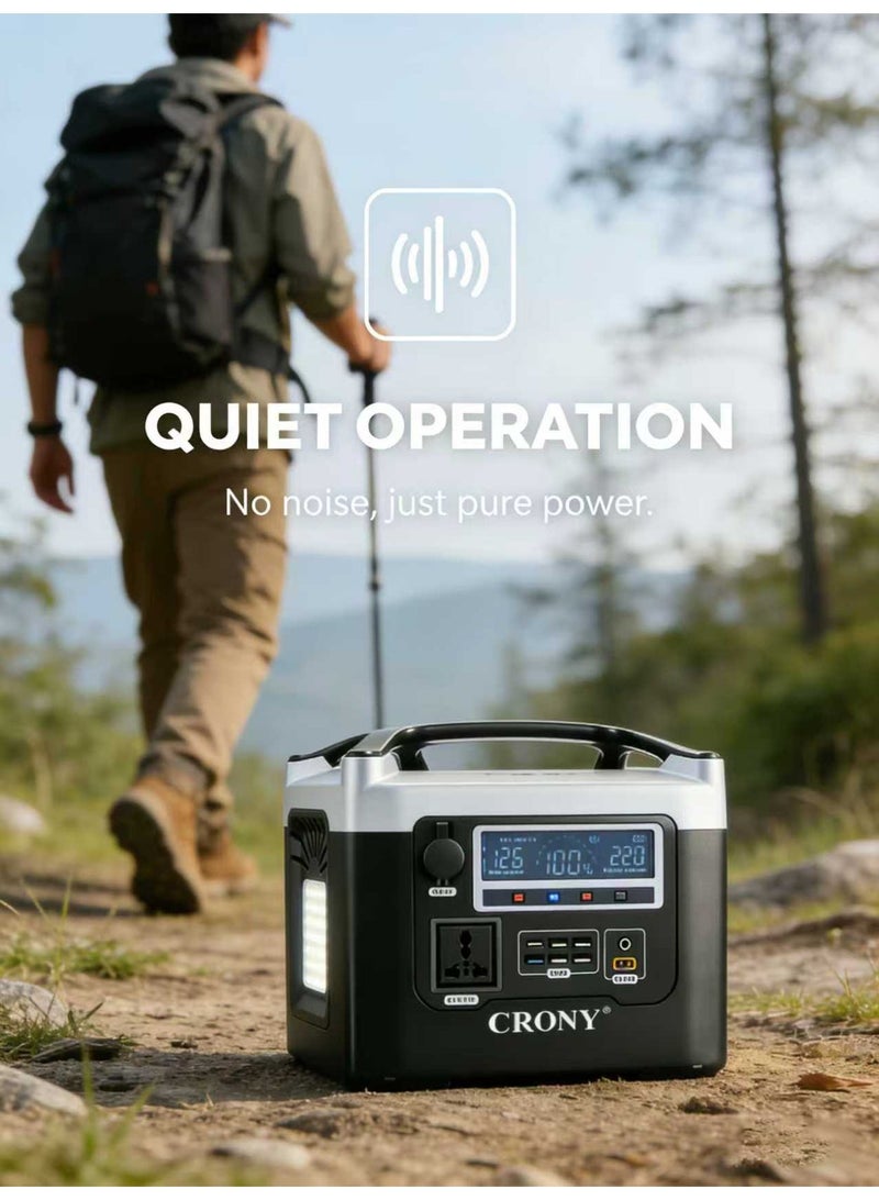 كروني محطة طاقة محمولة BS800+ بقدرة 800 واط وسعة 528 واط/ساعة - شحن سريع خلال 7-8 ساعات، منافذ متعددة (منفذ تيار متردد 220 فولت/USB-C/5 منافذ USB-A/3 منافذ تيار مستمر/منفذ ولاعة سجائر)، مصباح LED وشاشة LCD، حماية أمان رباعية، مناسبة للتخييم في الهواء الطلق، والسفر بالمركبات الترفيهية، وانقطاع التيار الكهربائي المنزلي في حالات الطوارئ، والتصوير الجوي باستخدام الطائرات بدون طيار، وتزويد الأجهزة الصغيرة بالطاقة - Image 2