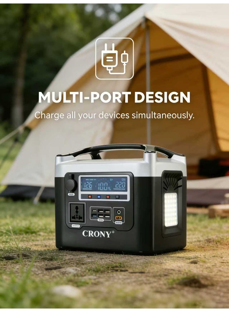 كروني محطة طاقة محمولة BS800+ بقدرة 800 واط وسعة 528 واط/ساعة - شحن سريع خلال 7-8 ساعات، منافذ متعددة (منفذ تيار متردد 220 فولت/USB-C/5 منافذ USB-A/3 منافذ تيار مستمر/منفذ ولاعة سجائر)، مصباح LED وشاشة LCD، حماية أمان رباعية، مناسبة للتخييم في الهواء الطلق، والسفر بالمركبات الترفيهية، وانقطاع التيار الكهربائي المنزلي في حالات الطوارئ، والتصوير الجوي باستخدام الطائرات بدون طيار، وتزويد الأجهزة الصغيرة بالطاقة - Image 3