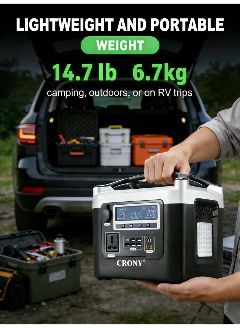 كروني محطة طاقة محمولة BS800+ بقدرة 800 واط وسعة 528 واط/ساعة - شحن سريع خلال 7-8 ساعات، منافذ متعددة (منفذ تيار متردد 220 فولت/USB-C/5 منافذ USB-A/3 منافذ تيار مستمر/منفذ ولاعة سجائر)، مصباح LED وشاشة LCD، حماية أمان رباعية، مناسبة للتخييم في الهواء الطلق، والسفر بالمركبات الترفيهية، وانقطاع التيار الكهربائي المنزلي في حالات الطوارئ، والتصوير الجوي باستخدام الطائرات بدون طيار، وتزويد الأجهزة الصغيرة بالطاقة - Image 5