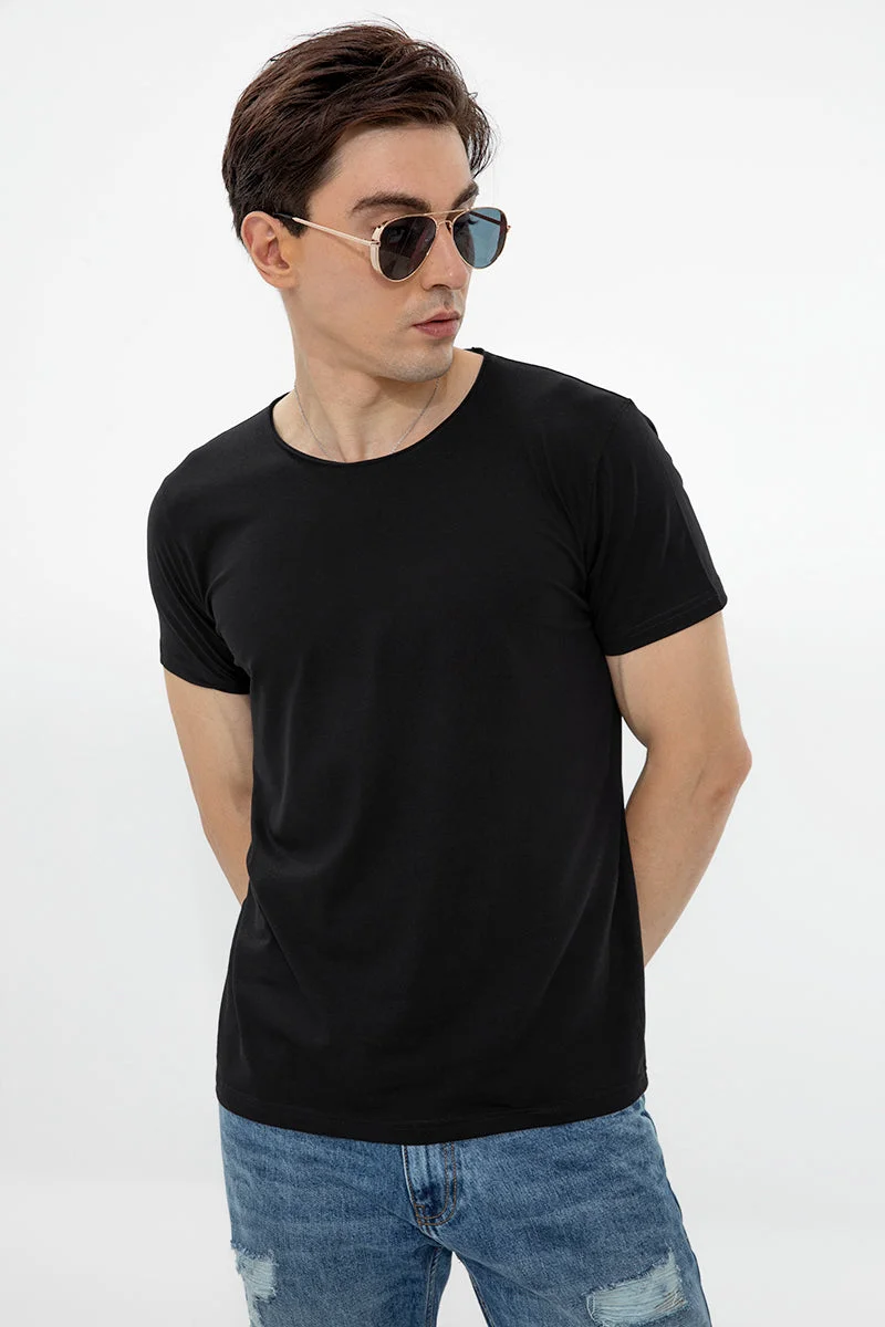 SNITCH Raw Edge Black T-Shirt