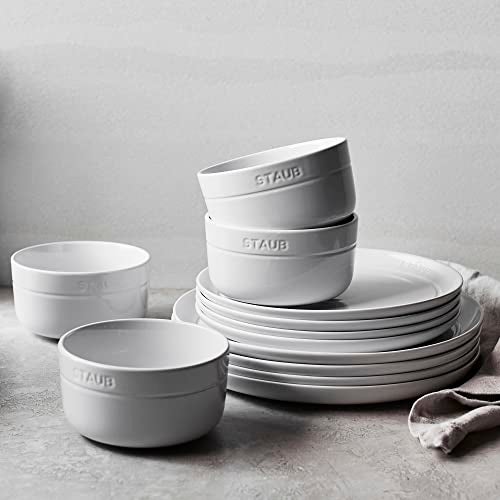 Staub Ceramic Dinnerware 12-pc Set - White - Image 4