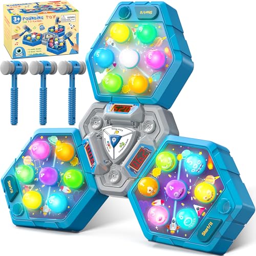 TooLion Whack Game Mole Game 3 Year Old 3 Year Old Boy 4 Year Old Toy Gift for 3 Year Old Boys Toys Age 46 3Players Whack Toy with 3 Modes 7 Speeds LightSounds Birthday Gift for TodderBlue - Image 1