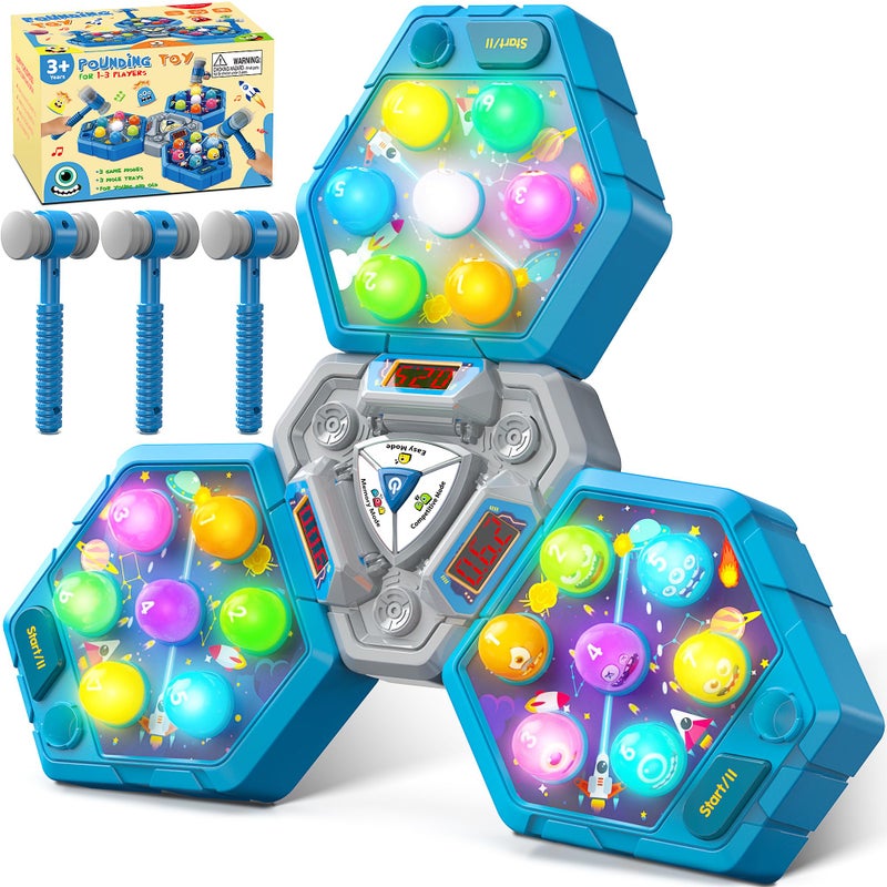 TooLion Whack Game Mole Game 3 Year Old 3 Year Old Boy 4 Year Old Toy Gift for 3 Year Old Boys Toys Age 46 3Players Whack Toy with 3 Modes 7 Speeds LightSounds Birthday Gift for TodderBlue - Image 3