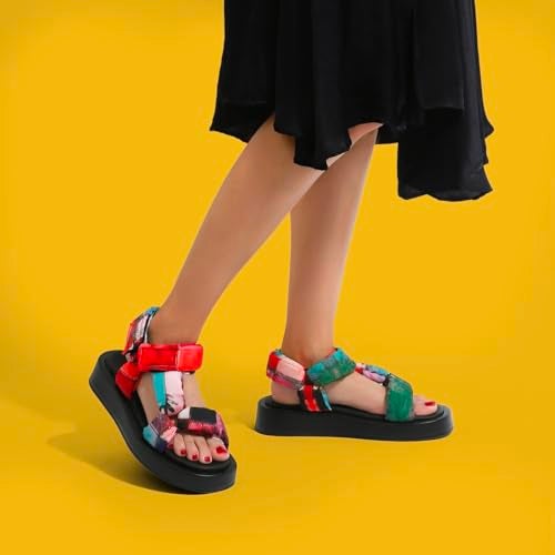 DOGO Platform Sandals Women - Vegan and Handmade Summer Sandals for Women, Grass and Sea Desing, Size 10 - Image 2
