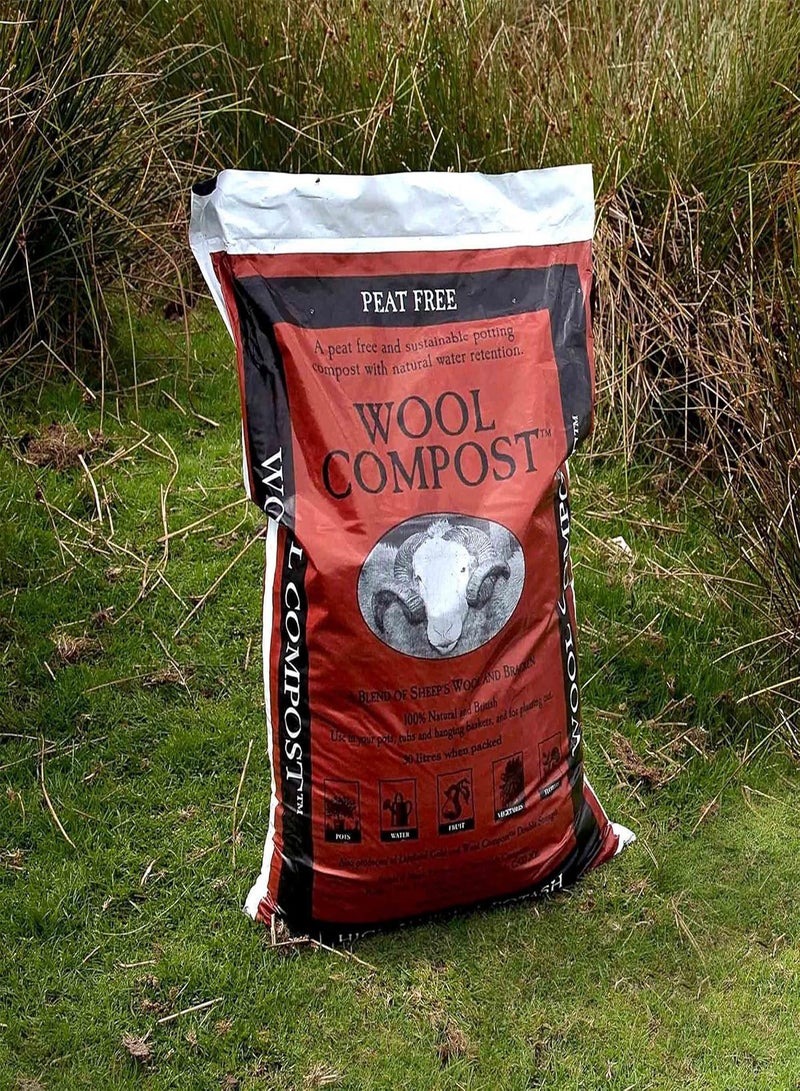 GGOOT Wool Compost, Peat Free, Peat Alternative, Made With Renewable Resources, Retains Water, High Potash Content, Made in the UK, Supplied as 1 x 30 Litre Bag - Image 1