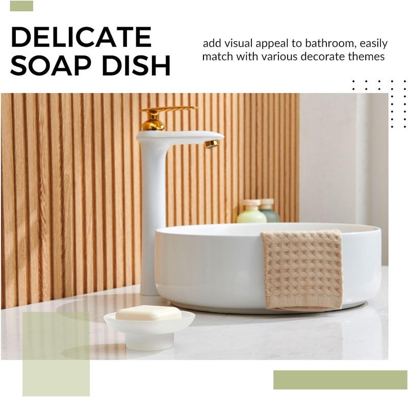 Aomasi Soap Dish Round, Frosted Glass Replacement Spare Soap Holder for Bathroom Vanities Countertops Kitchen Sink - Image 3