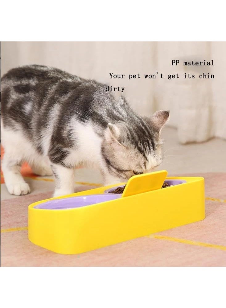 طبق طعام ومياه مزدوج للقطط والحيوانات الأليفة الصغيرة – بلاستيك متين وآمن – تصميم عملي للاستخدام اليومي - Image 5