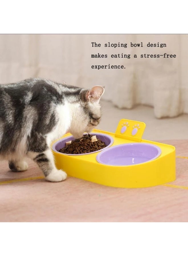 طبق طعام ومياه مزدوج للقطط والحيوانات الأليفة الصغيرة – بلاستيك متين وآمن – تصميم عملي للاستخدام اليومي - Image 3