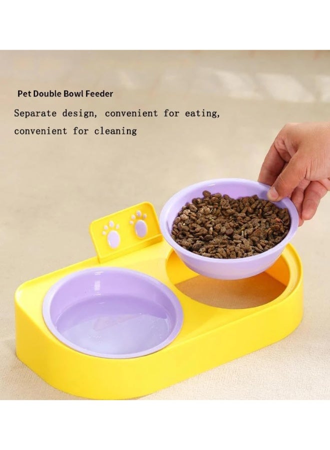 طبق طعام ومياه مزدوج للقطط والحيوانات الأليفة الصغيرة – بلاستيك متين وآمن – تصميم عملي للاستخدام اليومي - Image 2
