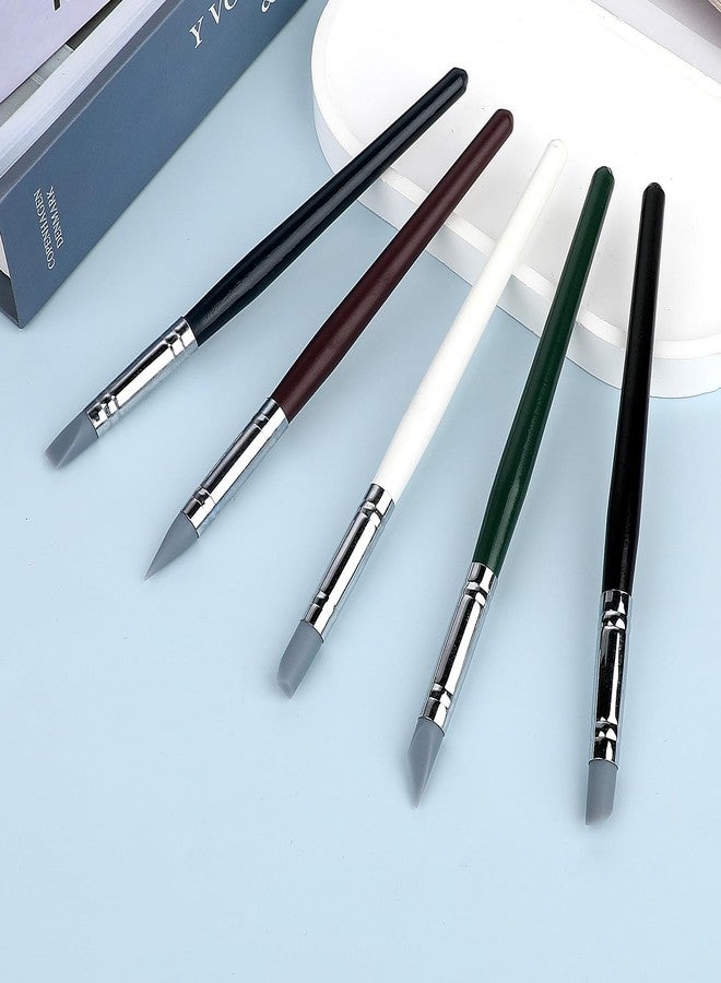 Grevosea 5 PCS Silicone Paint Brush, Professional Silicone Sculpting Tools Flexible Clay Carving Tools Rubber Color Shapers Brushes for DIY Handicraft Silicone Shaping Carving Pottery Artwork - Image 3