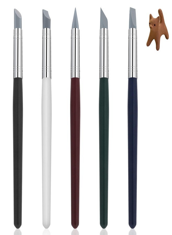 Grevosea 5 PCS Silicone Paint Brush, Professional Silicone Sculpting Tools Flexible Clay Carving Tools Rubber Color Shapers Brushes for DIY Handicraft Silicone Shaping Carving Pottery Artwork - Image 1