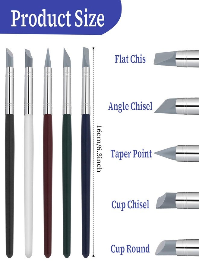 Grevosea 5 PCS Silicone Paint Brush, Professional Silicone Sculpting Tools Flexible Clay Carving Tools Rubber Color Shapers Brushes for DIY Handicraft Silicone Shaping Carving Pottery Artwork - Image 2