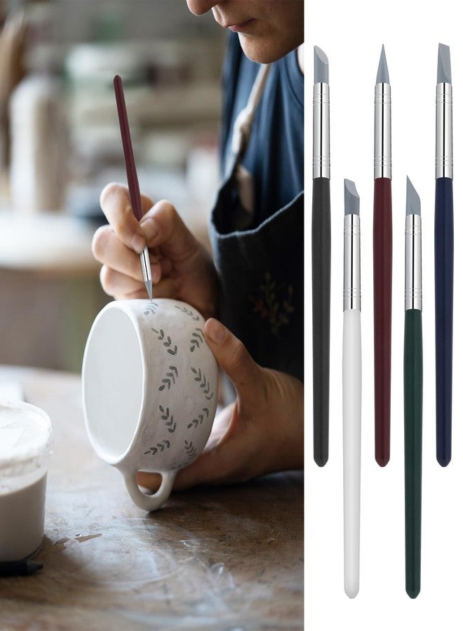 Grevosea 5 PCS Silicone Paint Brush, Professional Silicone Sculpting Tools Flexible Clay Carving Tools Rubber Color Shapers Brushes for DIY Handicraft Silicone Shaping Carving Pottery Artwork - Image 5