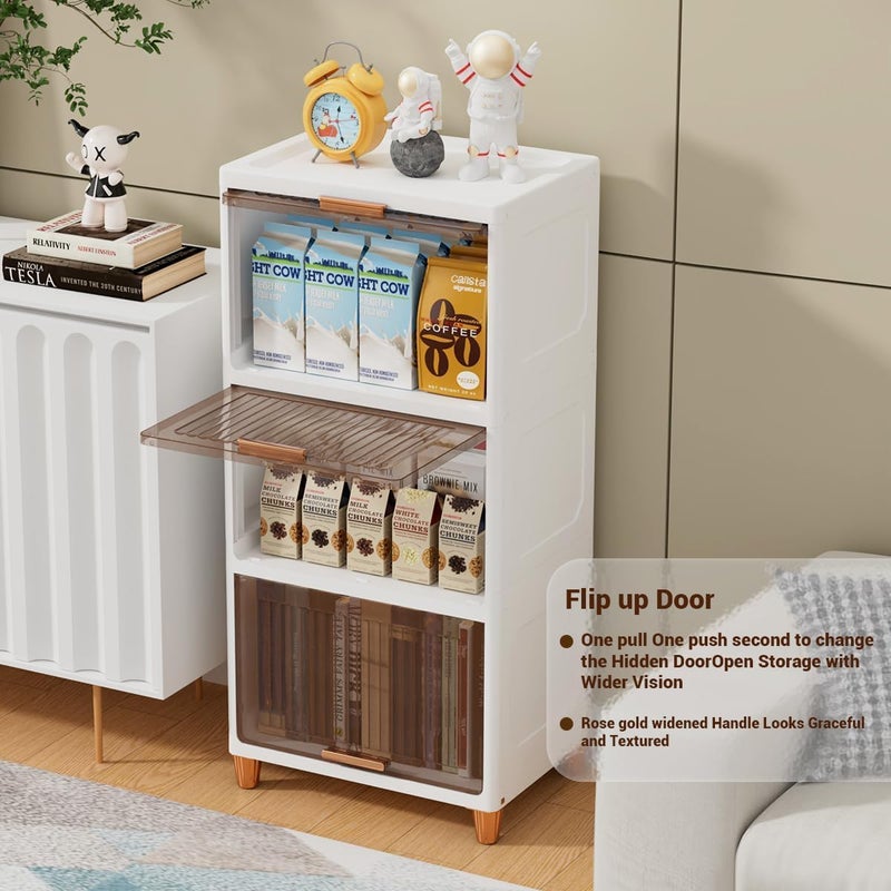 DecoLogy polypropylene Clothes Organizer for Wardrobe Cupboard Organizer for Clothes Foldable and Stackable Closet Drawer Organizer for Clothes 4PCS Cuboard Rack Transparent single door - Image 3