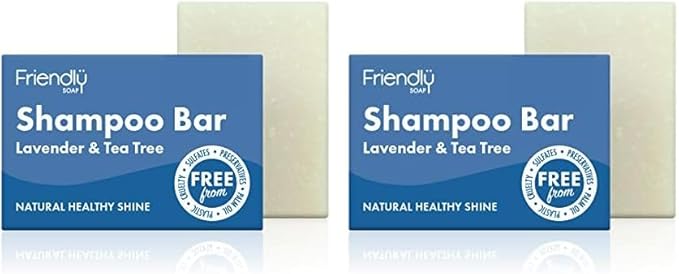 Friendly Soap Handmade Natural Lavender Tea Tree Shampoo Bar Antibacterial Rich Nourishing 95g Pack of 2 - Image 1