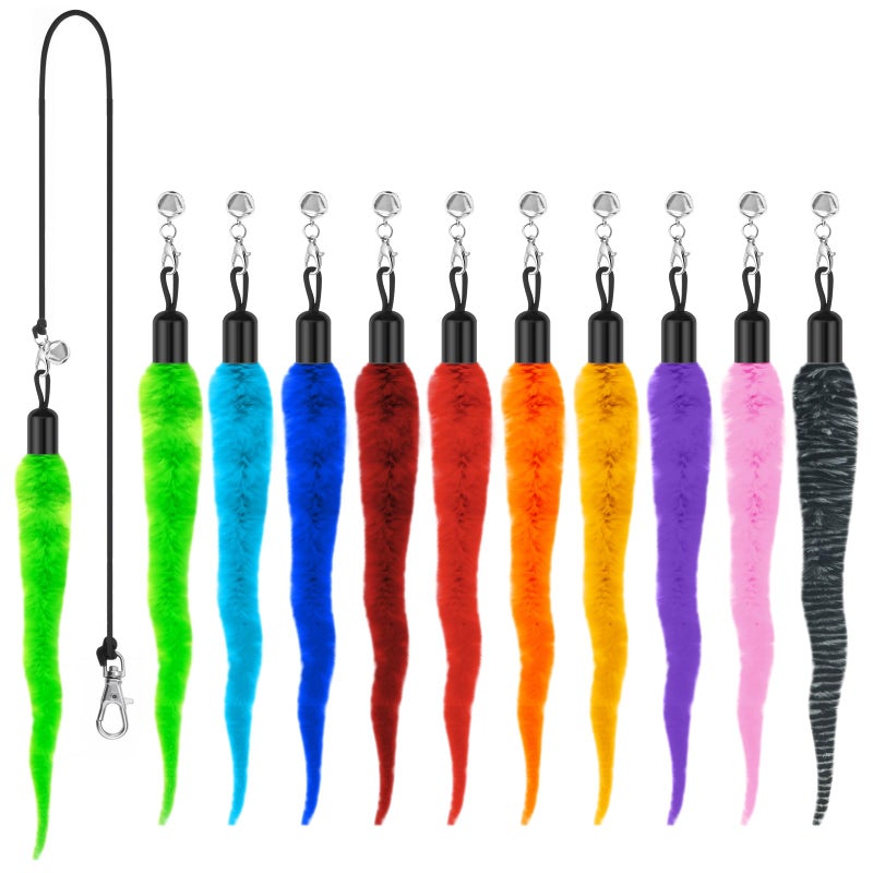 Kerros 10PCS Cat Worm Toy, Cat Wand Attachment Fuzzy Worm Toys Refill with 1PCS Black String for Wand Replacement, Interactive Cats Kittens Toys for Indoor - Image 1