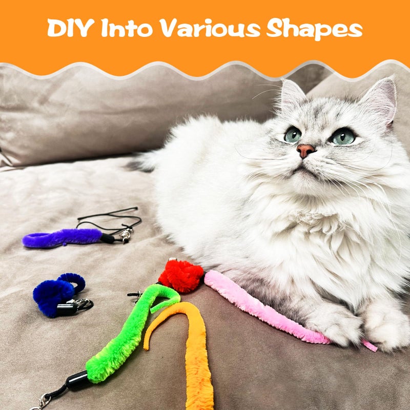 Kerros 10PCS Cat Worm Toy, Cat Wand Attachment Fuzzy Worm Toys Refill with 1PCS Black String for Wand Replacement, Interactive Cats Kittens Toys for Indoor - Image 4