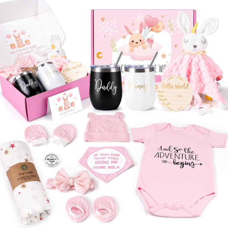 Suhctuptx Baby Gift Set Baby Girl Gifts New Mom Gifts for Women New Parents Gifts for Couples wNew Mom and Dad Tumbler Newborn Essentials for Gender Reveal Baby Shower Pregnancy Gifts for First Time Moms - Image 2