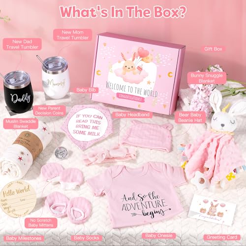 Suhctuptx Baby Gift Set Baby Girl Gifts New Mom Gifts for Women New Parents Gifts for Couples wNew Mom and Dad Tumbler Newborn Essentials for Gender Reveal Baby Shower Pregnancy Gifts for First Time Moms - Image 3