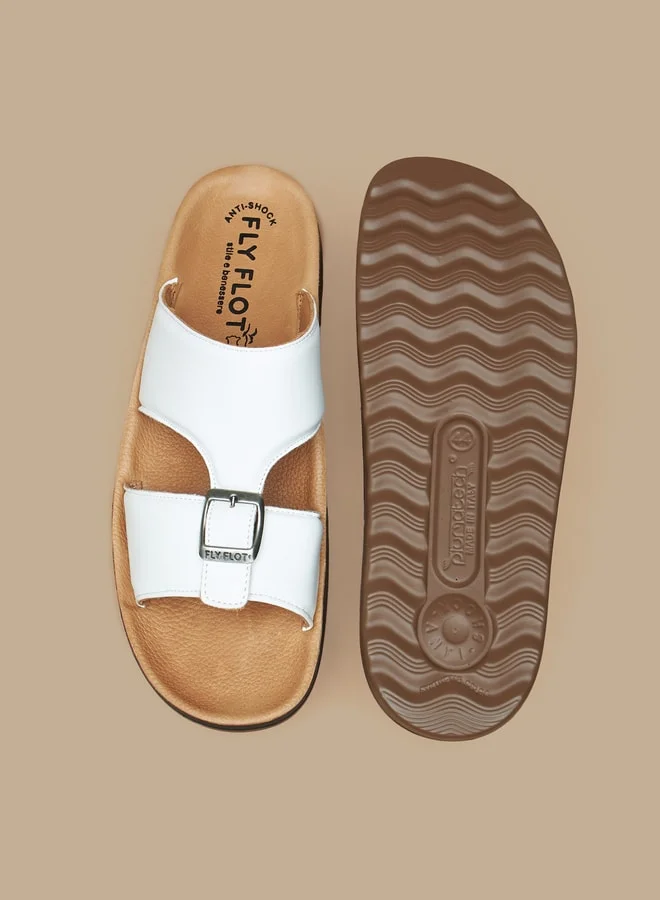 Le Confort Men's Solid Arabic Sandals with Buckle Detail