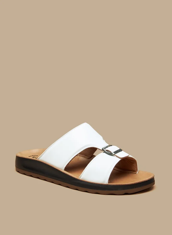 Le Confort Men's Solid Arabic Sandals with Buckle Detail