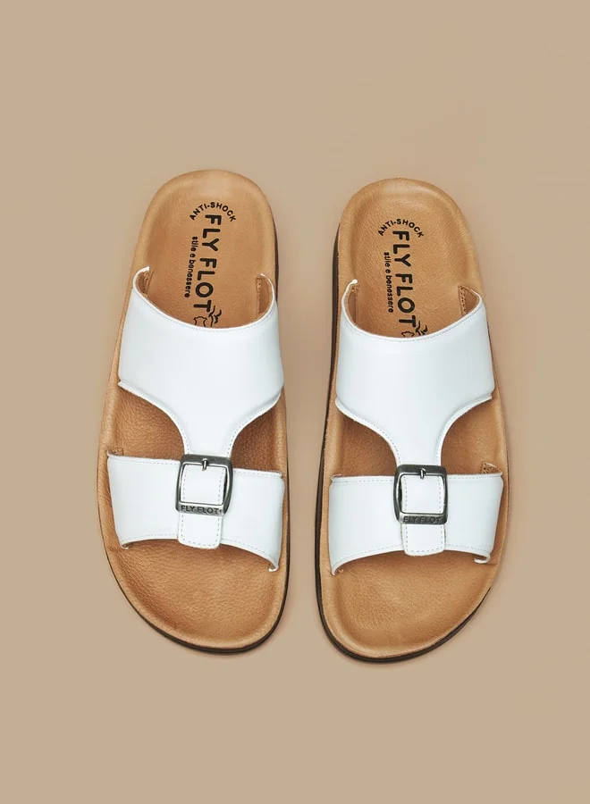 Le Confort Men's Solid Arabic Sandals with Buckle Detail
