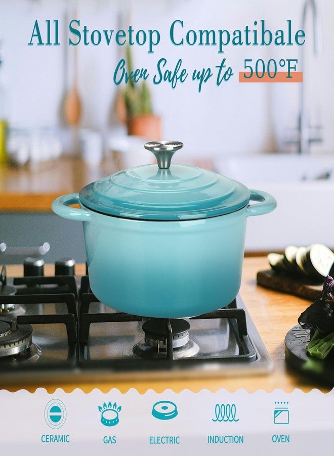 COOKWIN Enameled Cast Iron Dutch Oven, 5 QT Bread Baking Pot with Self Basting Lid, Non-stick Enamel Coated Cookware Pot, Great Christmas Gifts for Family, Teal - Image 4