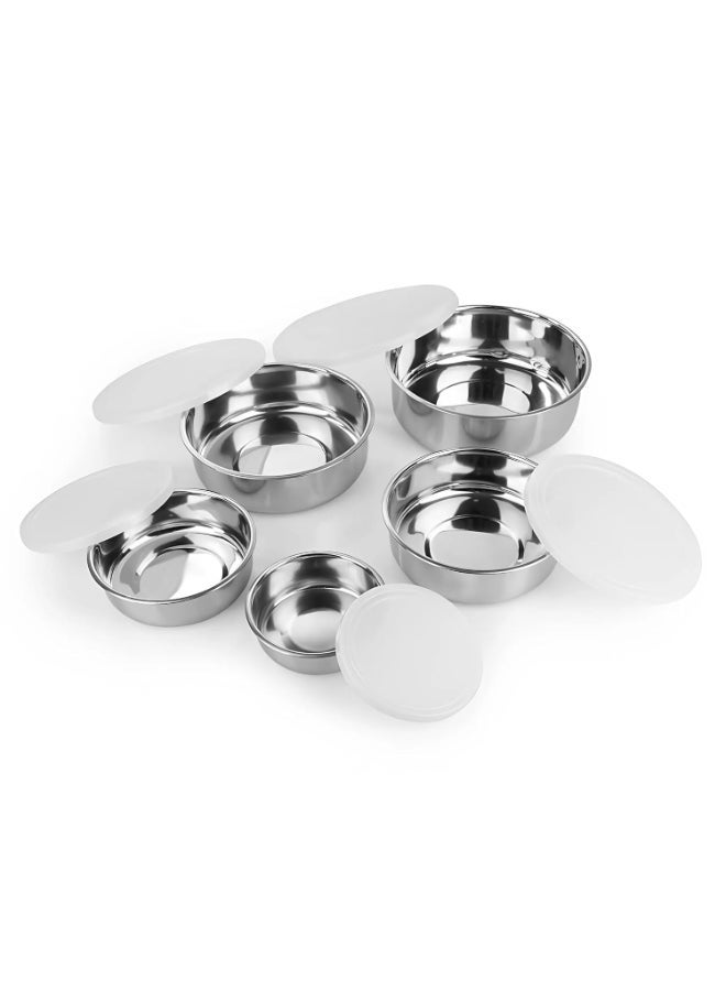 Noon East 5Pcs Stainless Steel Mixing Bowls with Airtight Lids, (310ml, 500ml, 690ml, 1L, 1.5L) Salad Bowls / Mixing Bowl / Food Storage Bowl for regular Kitchen use, Baking, Cooking, Meal Prep, Food Storage Organization, Dish Washer Safe, Stain Proof, BPA Free, Silver - Image 4
