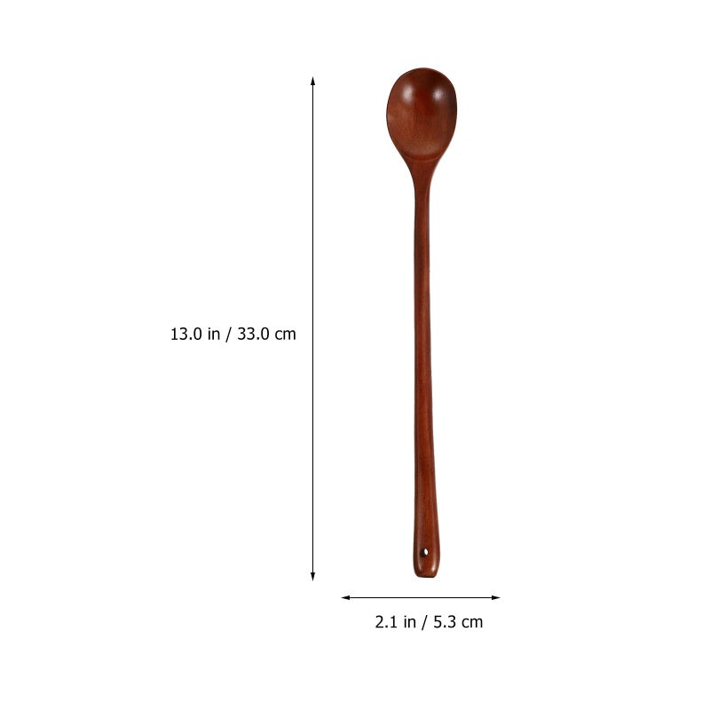 Dark Wood Kitchen Spoon 33cm Long Handle for Cooking Mixing and Serving - Image 3