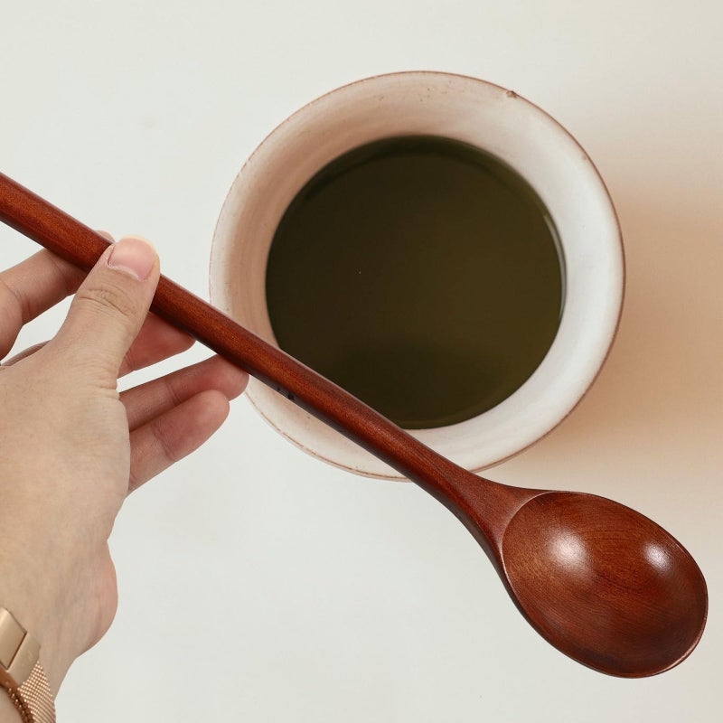 Dark Wood Kitchen Spoon 33cm Long Handle for Cooking Mixing and Serving - Image 4