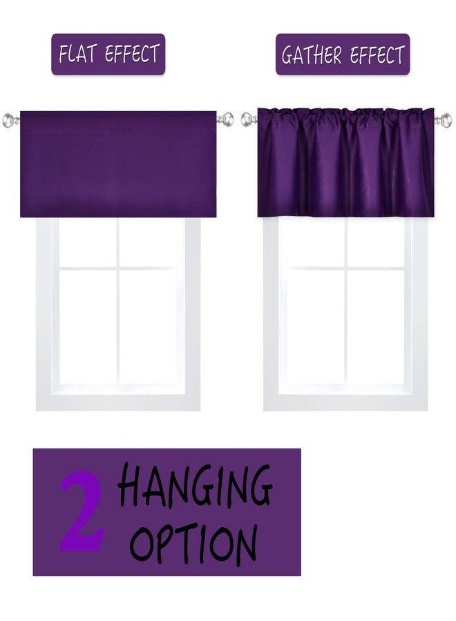DECOVSUN Royal PurpleValances for Kitchen Windows Blackout Rod Pocket Valances for Small Window 42 by 18 Inch 1 Panel - Image 5