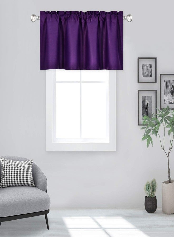 DECOVSUN Royal PurpleValances for Kitchen Windows Blackout Rod Pocket Valances for Small Window 42 by 18 Inch 1 Panel - Image 1