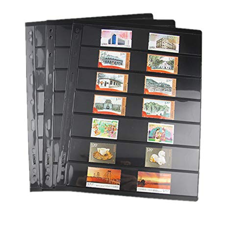 MUDOR Stamp Pages for Stamp Album Binder, 10 Sheet (20 Page) 7 Rows Pages for Stamp Collectors, Professional Pack (7 Rows) - Image 1