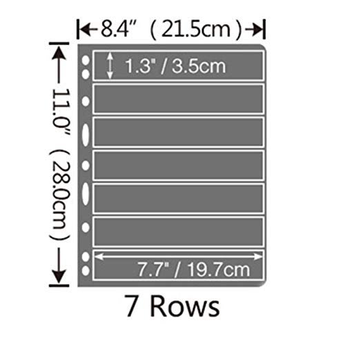 MUDOR Stamp Pages for Stamp Album Binder, 10 Sheet (20 Page) 7 Rows Pages for Stamp Collectors, Professional Pack (7 Rows) - Image 3