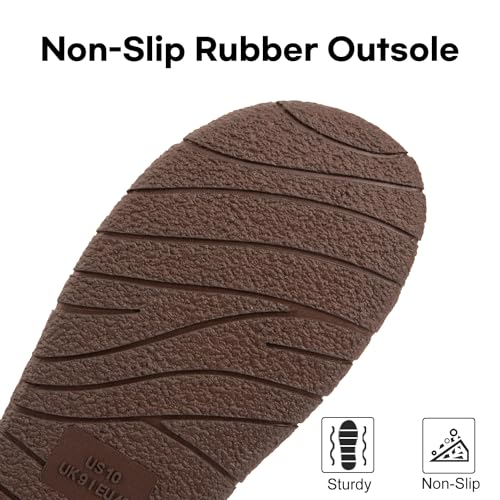 LongBay Men's Outdoor Slippers Two Tone Warm Memory Foam Slip On Indoor House Shoes bedroom Loafers Grey, 9 - Image 5