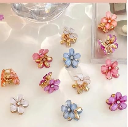 LIVECOOL10Pcs Small Colorful Hair claw clips with Floral Design, Beautiful Clutcher Barrettes,Decorative Hair Accessories for Women,Girls and Kids for Festival(Colourful Daisy peral 10 Pcsa) - Image 5
